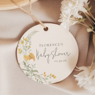Etiquetas Para Recuerdos Chupinada de bebé con flores amarillas elegantes