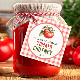 Etiquetas Para Recuerdos Chutney de Tomate Casero con patrón de cuadros