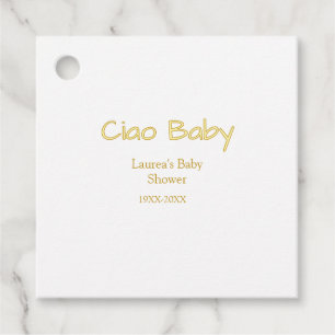 Etiquetas Para Recuerdos ciao baby amarillo dorado pastel nombre fecha baby