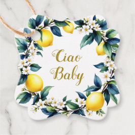 Etiquetas Para Recuerdos Ciao Baby Lemon Wreath Amalfi Baby Shower 