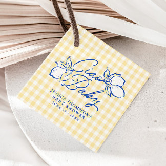 Etiquetas Para Recuerdos Ciao Baby Limón Amalfi Azul y Amarillo Baby Shower