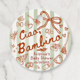 Etiquetas Para Recuerdos Ciao Bambino Olive Green/Red Favor Tags
