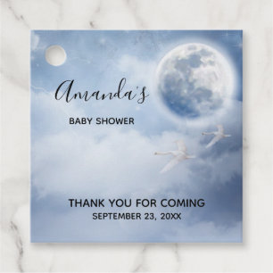 Etiquetas Para Recuerdos Cielo azul mágico con Baby Shower de cisnes volado