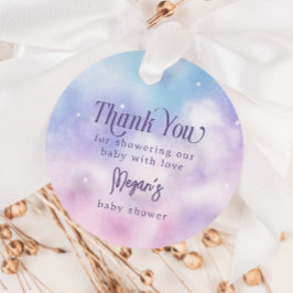 Etiquetas Para Recuerdos Cielo rosa y morado enviado a Baby Shower