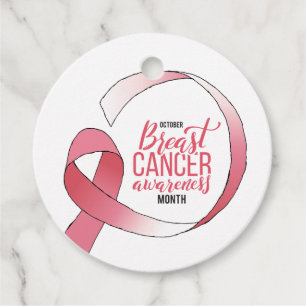 Etiquetas Para Recuerdos Cinta rosa de cáncer de mama dibujando Mes de BCA