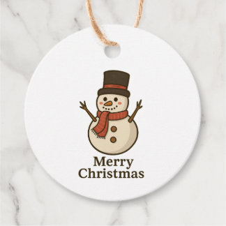 Etiquetas Para Recuerdos Circle Snowman Christmas Gift Tag - Front & Design