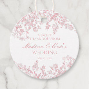Etiquetas Para Recuerdos Círculo Boda floral vintage chino rosado