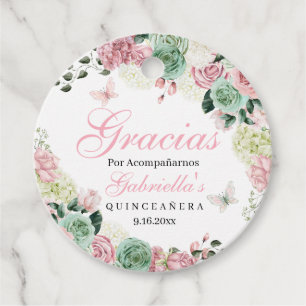 Etiquetas Para Recuerdos Círculo de jardín rosado y verde encantado