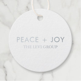 Etiquetas Para Recuerdos Círculo Mínimo de Navidad de Plata Paz y Alegría