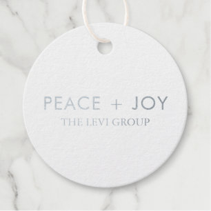 Etiquetas Para Recuerdos Círculo Mínimo de Navidad de Plata Paz y Alegría