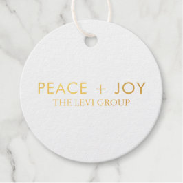 Etiquetas Para Recuerdos Círculo Mínimo de Navidad Paz y Alegría Dorado Bla
