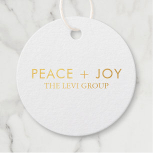 Etiquetas Para Recuerdos Círculo Mínimo de Navidad Paz y Alegría Dorado Bla