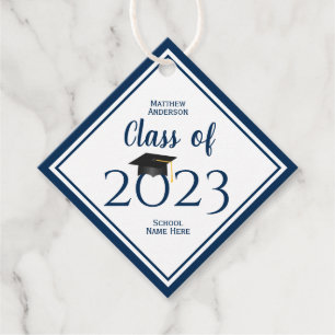 Etiquetas Para Recuerdos Clase de graduación azul de la Marina Elegante Sim