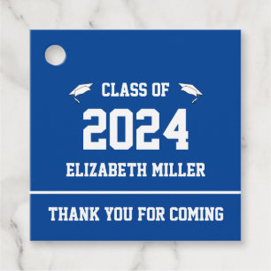 Etiquetas Para Recuerdos Clase de Graduación Azul y Blanca 2024 Gracias