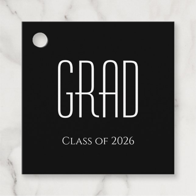 Etiquetas Para Recuerdos Clase de graduación de blanco negro Minimalista 20 (Anverso)
