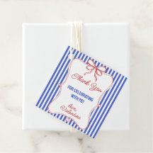 Clase Rojo Blanco Azul Rayas Elegantes con Lazo de