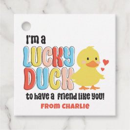 Etiquetas Para Recuerdos Clase San Valentín Pato de Goma Pato Afortunado