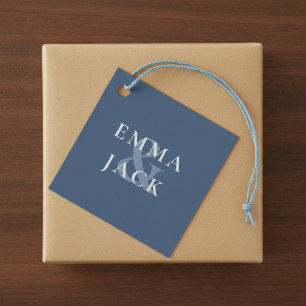 Etiquetas Para Recuerdos Clásico Blue Elegant Serif Font ampersand moderno