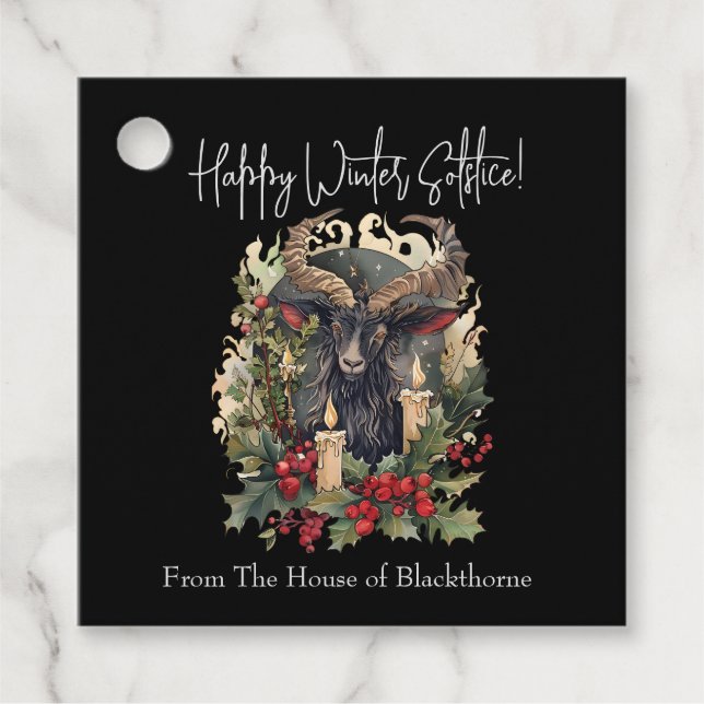 Etiquetas Para Recuerdos Clásico Goat Yule (Anverso)