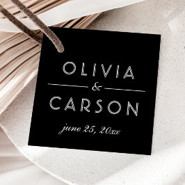 Etiquetas Para Recuerdos Clásico Monograma de Boda en Blanco y Negro con Ca