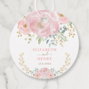 Etiquetas Para Recuerdos Clásico Rubor Pink Gold Flower Peony Boda