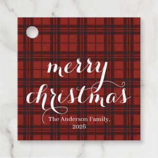 Etiquetas Para Recuerdos Classic Plaid Merry Christmas Festive -