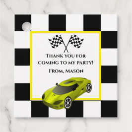 Etiquetas Para Recuerdos Coche de carrera amarilla | Fiesta de cumpleaños p