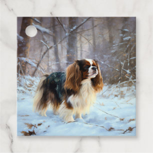 Etiquetas Para Recuerdos Cocker Spaniel Inglés de Juguete Deja que Nieve Na