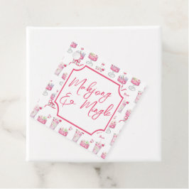 Etiquetas Para Recuerdos Cócteles acuarelas de color rosa caliente Mahjong