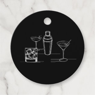 Etiquetas Para Recuerdos Cócteles Minimal Modern Fiesta Negro y Blanco