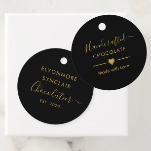 Etiquetas Para Recuerdos Código Qr de Chocolatería con Letra Negra y Dorada