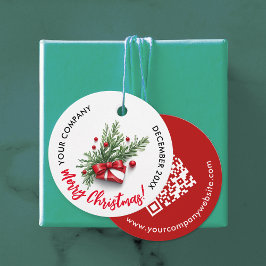 Etiquetas Para Recuerdos Código QR de la empresa de lazos rojos de Navidad 
