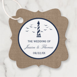 Etiquetas Para Recuerdos Colección de Bodas Burlap del faro náutico