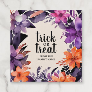 Etiquetas Para Recuerdos Colección de guirnaldas florales de Halloween con 