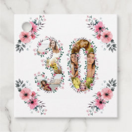 Etiquetas Para Recuerdos Collage de fotos Big 30 cumpleaños Flor rosa blanc