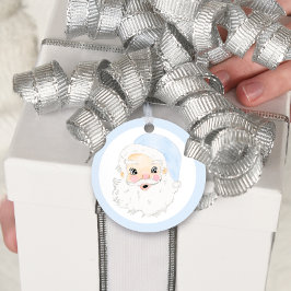 Etiquetas Para Recuerdos Color de agua azul y blanco Santa, Santa Vieja