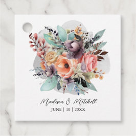 Etiquetas Para Recuerdos Color de agua de Bouquet floral bohemio