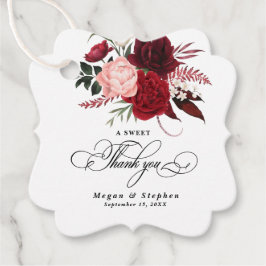 Etiquetas Para Recuerdos Color romántico del agua Borgoña Boda floral