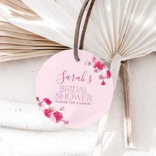 Etiquetas Para Recuerdos Color rosa brillante Floral Bridal Shower Favorito