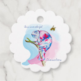 Etiquetas Para Recuerdos Colores de agua de color claro camaleón y abeja.