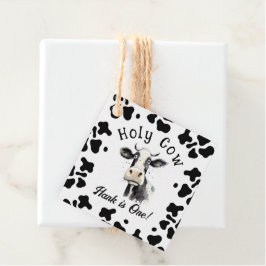 Etiquetas Para Recuerdos Colores de agua de cumpleaños 1 de vaca sagrada