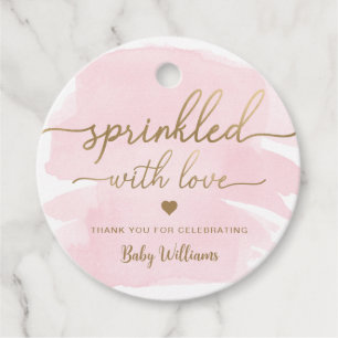 Etiquetas Para Recuerdos Colores De Agua Rosa Rascados Con Amor Baby Shower