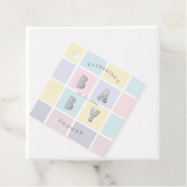 Etiquetas Para Recuerdos colores pastel bloques oro ducha bebé favores