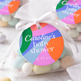 Etiquetas Para Recuerdos Colorful Baby Shower Abstract Waves Modern Custom