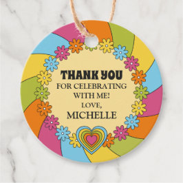Etiquetas Para Recuerdos Colorful Retro 60s Party 80th Birthday Thank You