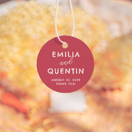 Etiquetas Para Recuerdos Colorful Retro Modern Cherry Red Wedding Thank You