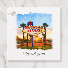 Etiquetas Para Recuerdos Colorida acuarela Boda Rótulo Las Vegas