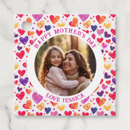 Etiquetas Para Recuerdos Colorida acuarela corazón de foto del Día de la Ma