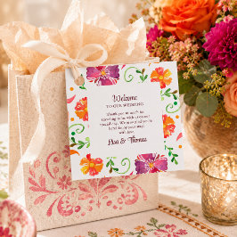 Etiquetas Para Recuerdos Colorida Fiesta Floral Mexicana de Boda Bienvenida