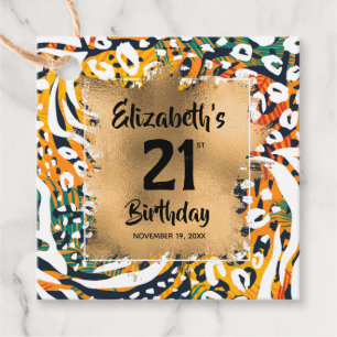 Etiquetas Para Recuerdos Colorida impresión de animales 21º cumpleaños pers